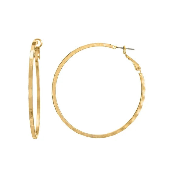 Time and Tru Women's Gold Hoop Earrings – 2.5" large, 1 Pair