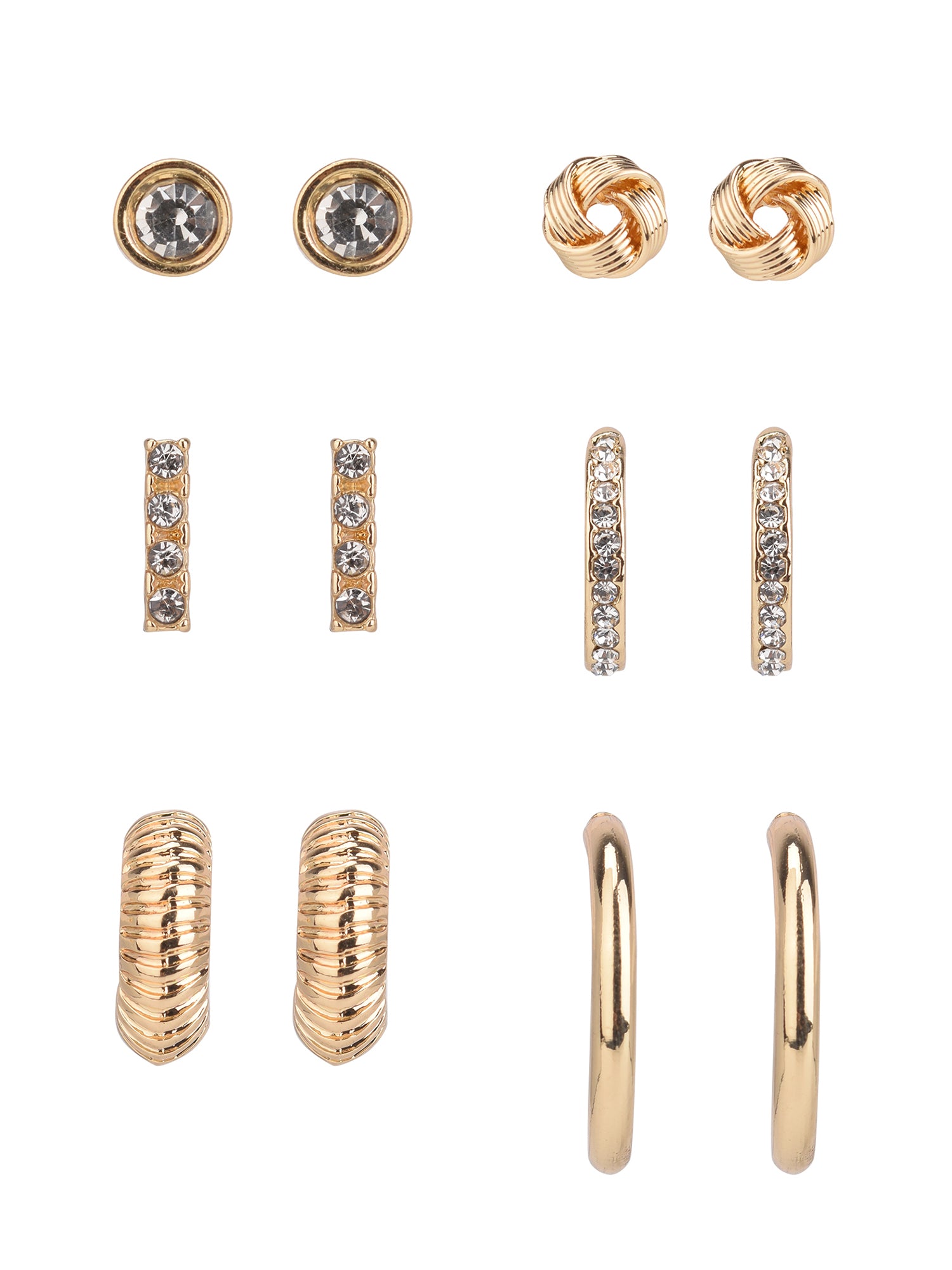 Time and Tru Women’s Gold-Tone Stud & Hoop Earring Set