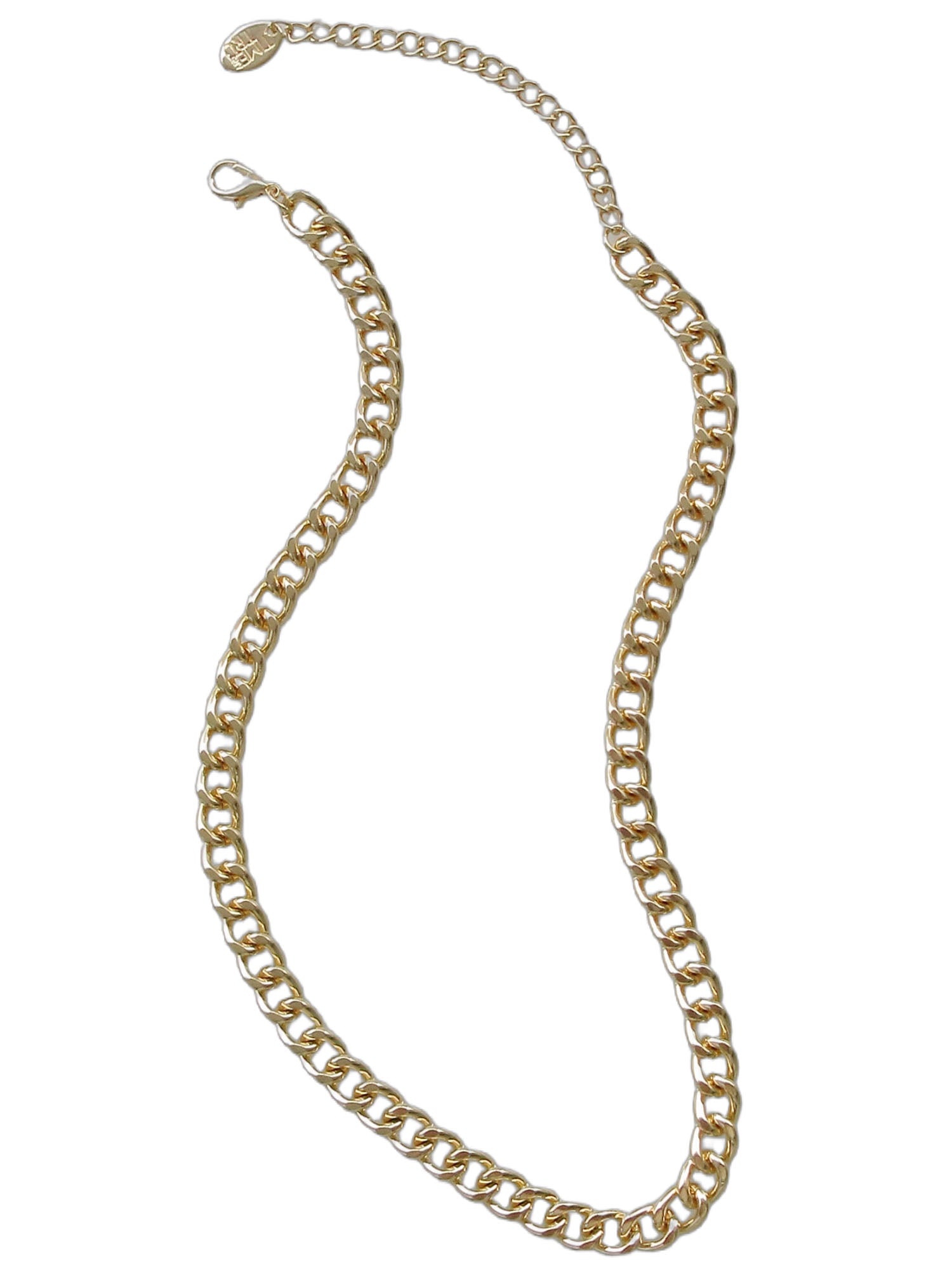 Women's Gold Chunky Curb Chain Necklace 17"