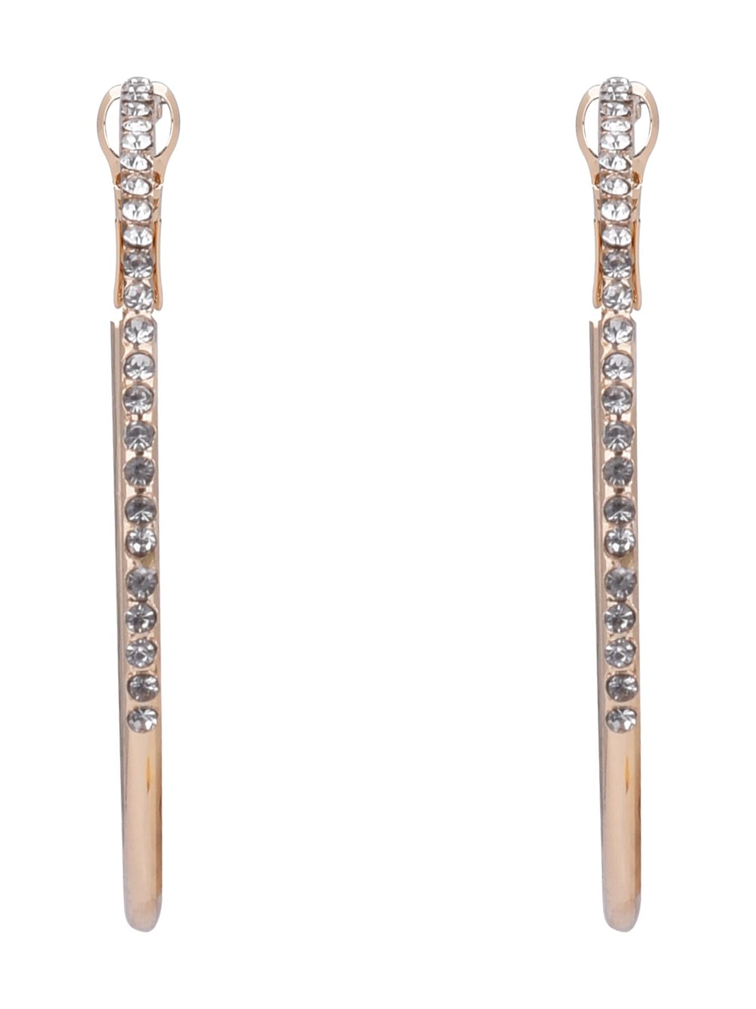 Time and Tru Adult Women's Gold Tone Crystal Hoop Metal Earring