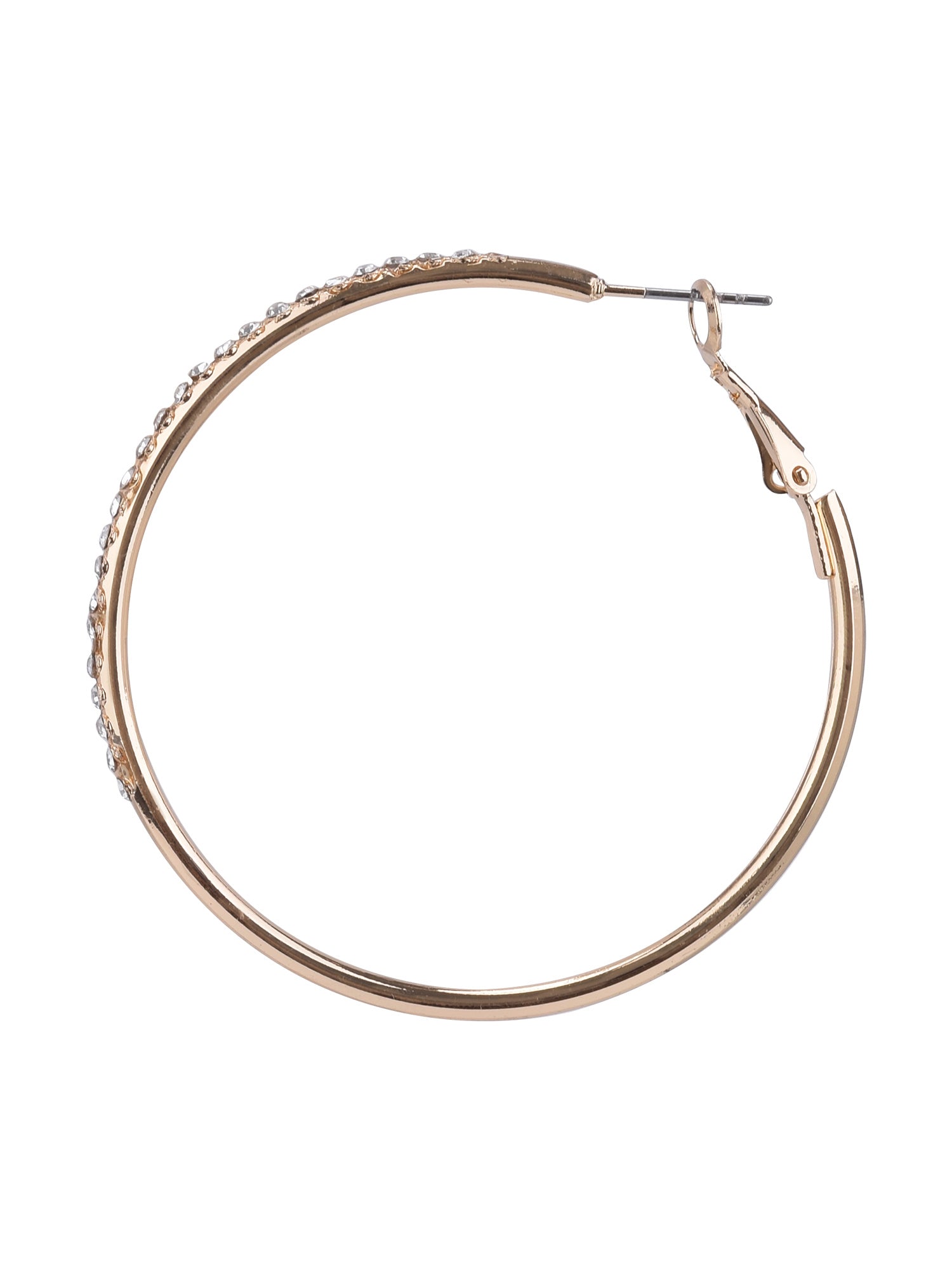 Time and Tru Adult Women's Gold Tone Crystal Hoop Metal Earring