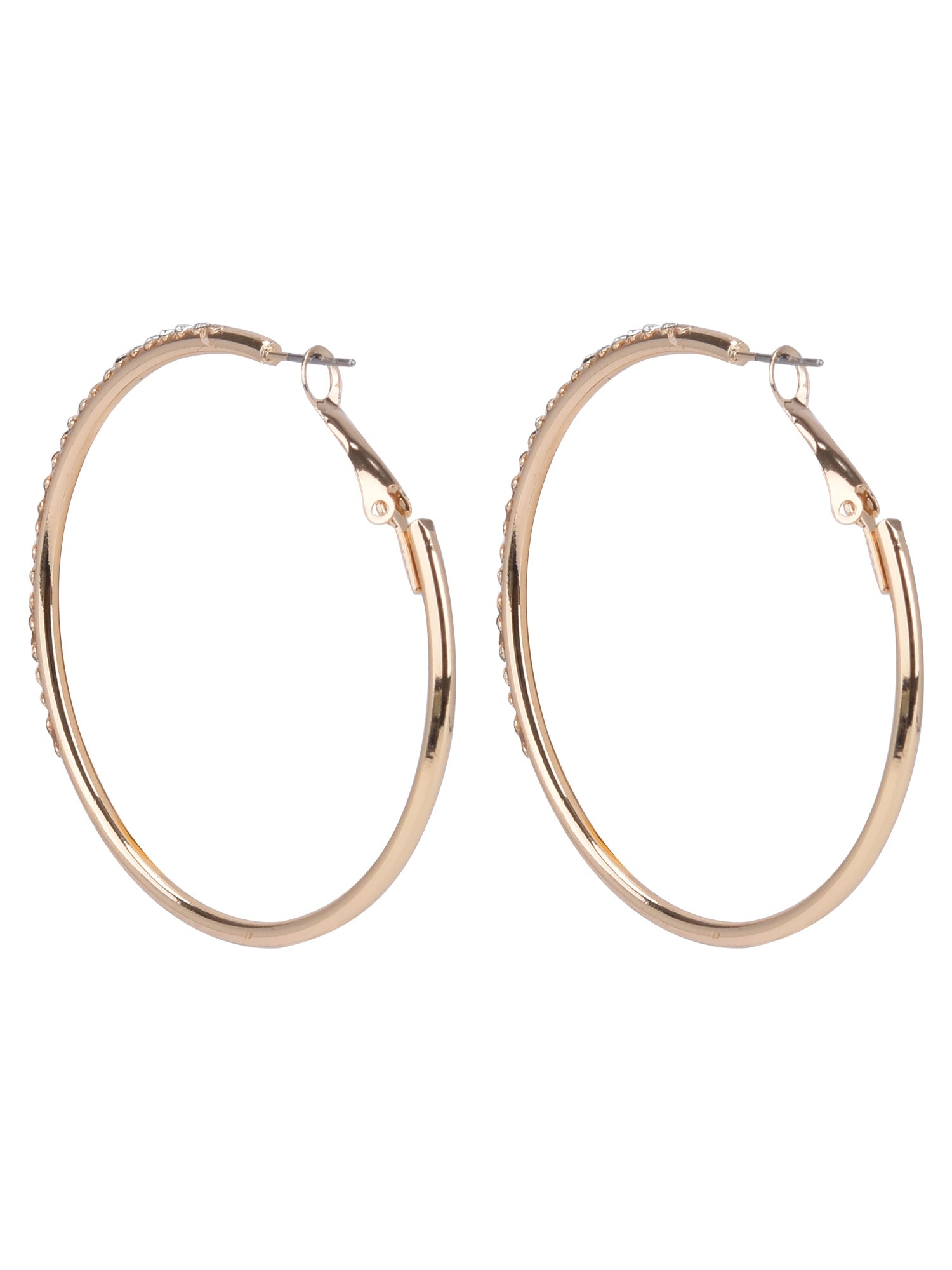 Time and Tru Adult Women's Gold Tone Crystal Hoop Metal Earring