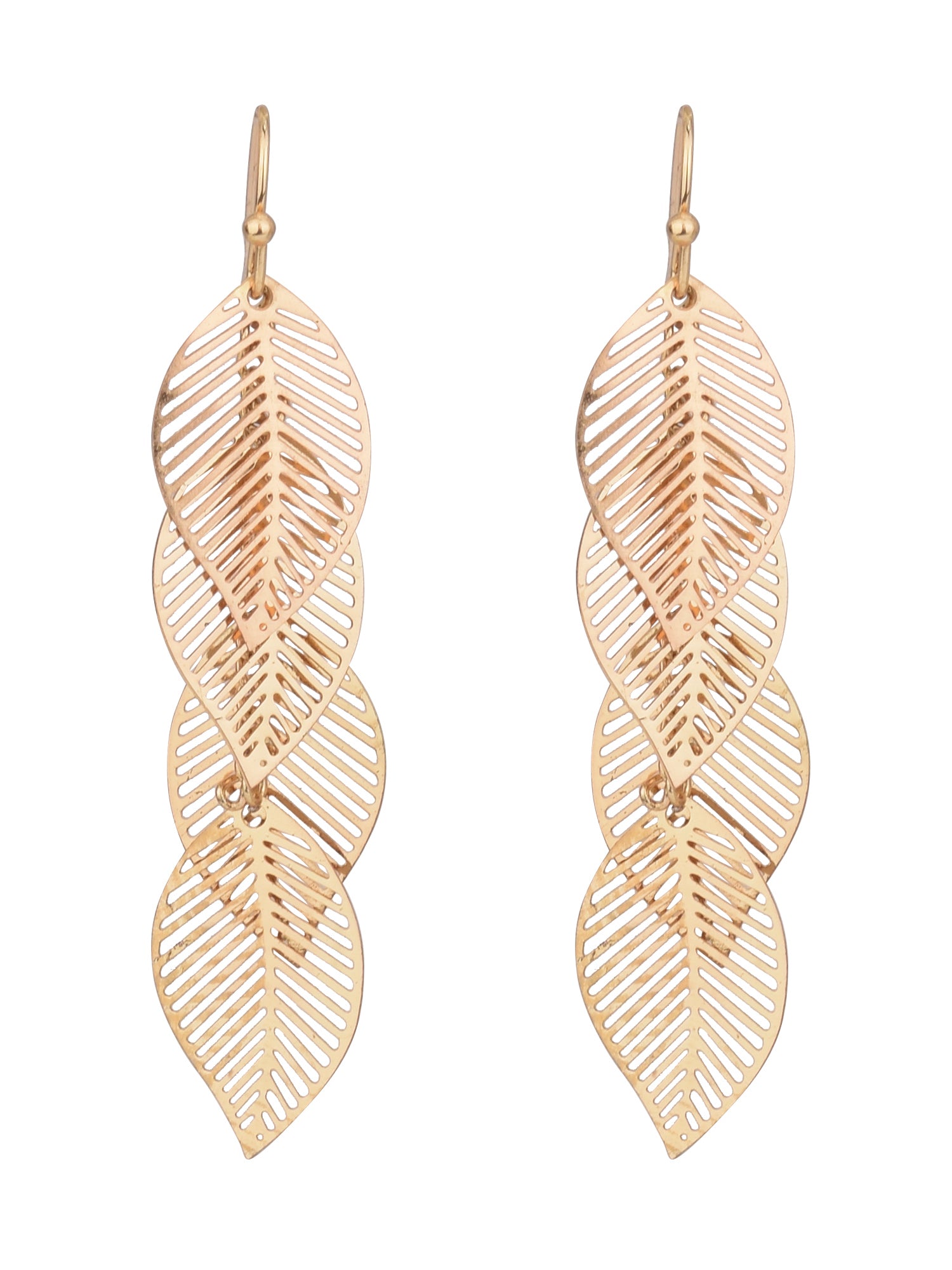 Time and Tru Women's Gold Filigree Leaf Drop Earrings