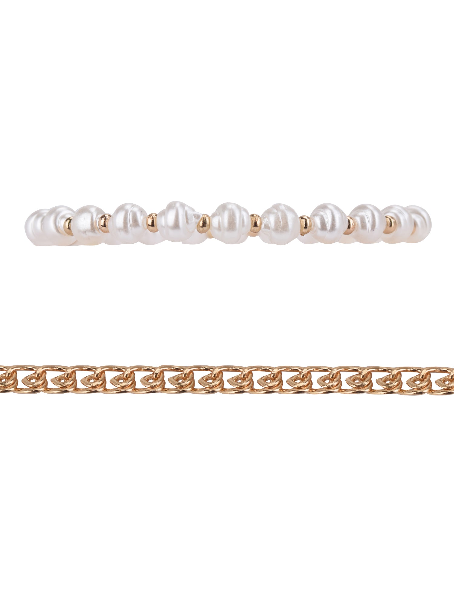 Elegant Gold Tone & Faux Pearl Bracelet Set – 4 Piece