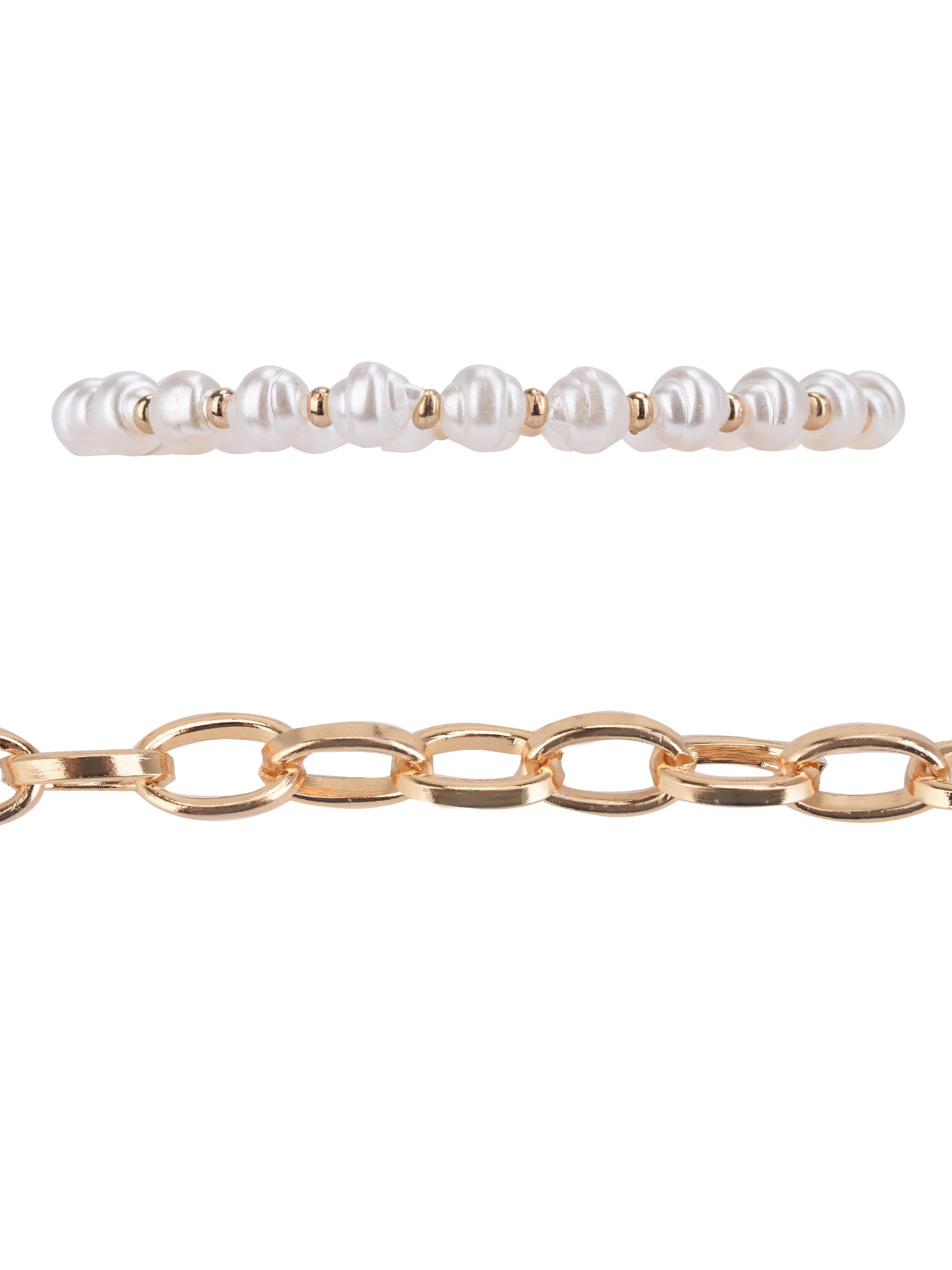 Elegant Gold Tone & Faux Pearl Bracelet Set – 4 Piece