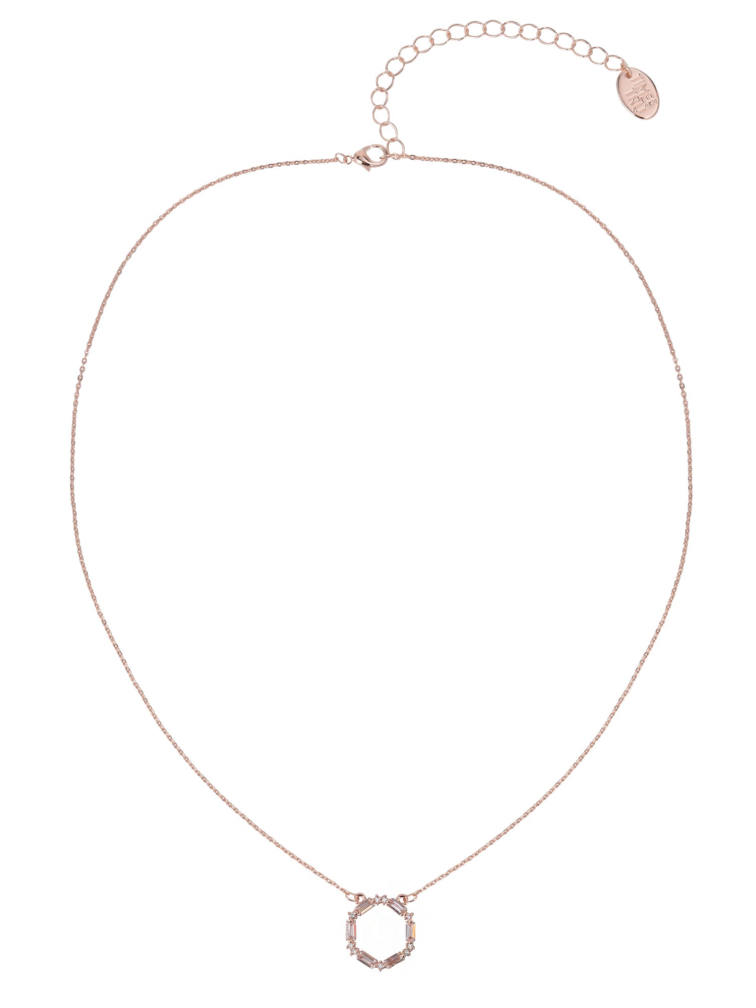 Time and Tru Women’s Rose Gold Baguette Crystal Pendant Necklace