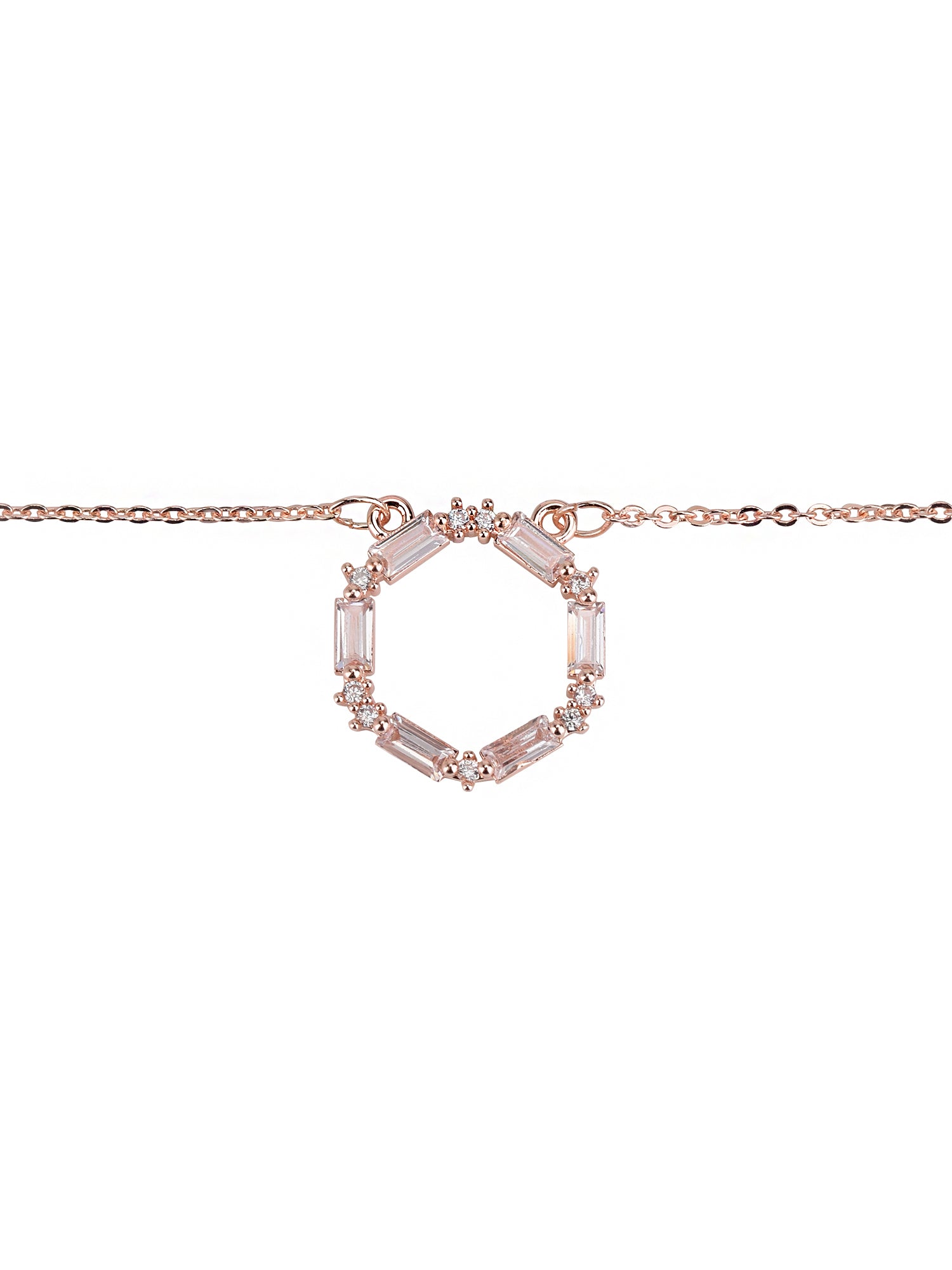 Time and Tru Women’s Rose Gold Baguette Crystal Pendant Necklace