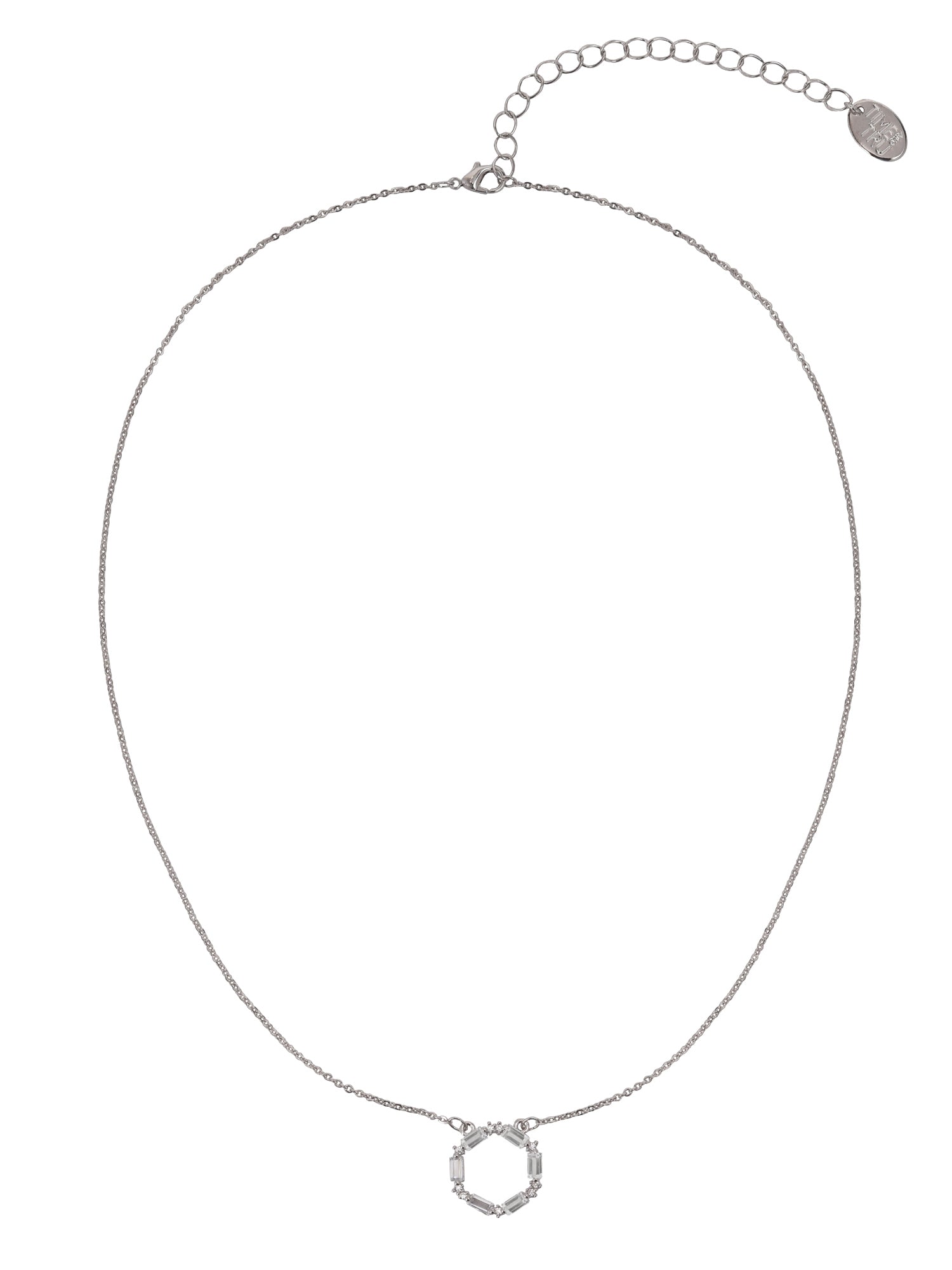 Time and Tru Women's Silver Baguette Crystal Pendant Necklace