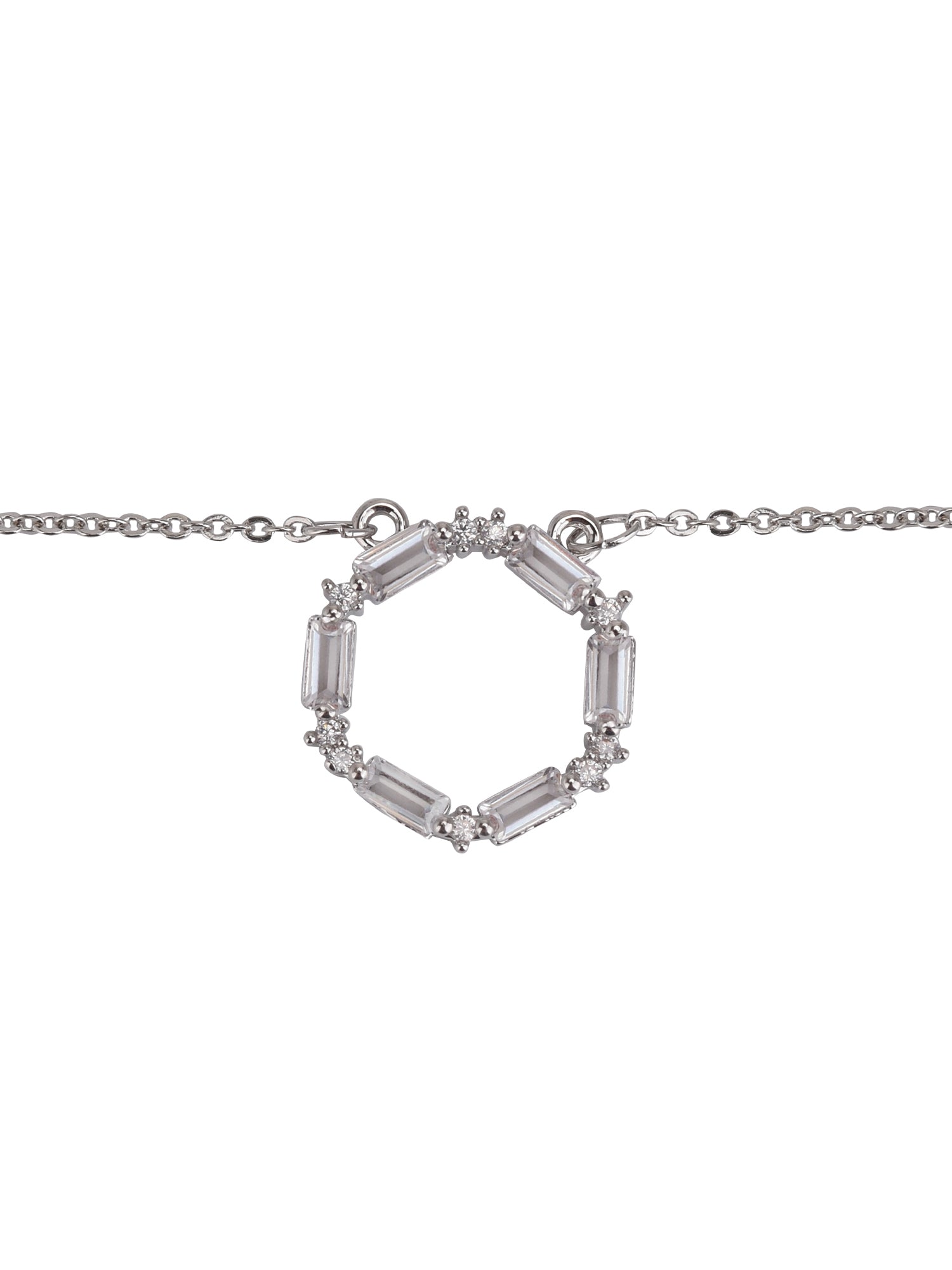 Time and Tru Women's Silver Baguette Crystal Pendant Necklace