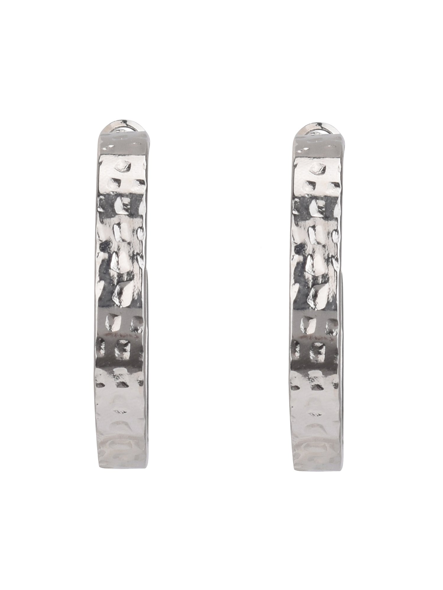 Time and Tru Women's Silver Tone Hammered Hoop Earrings