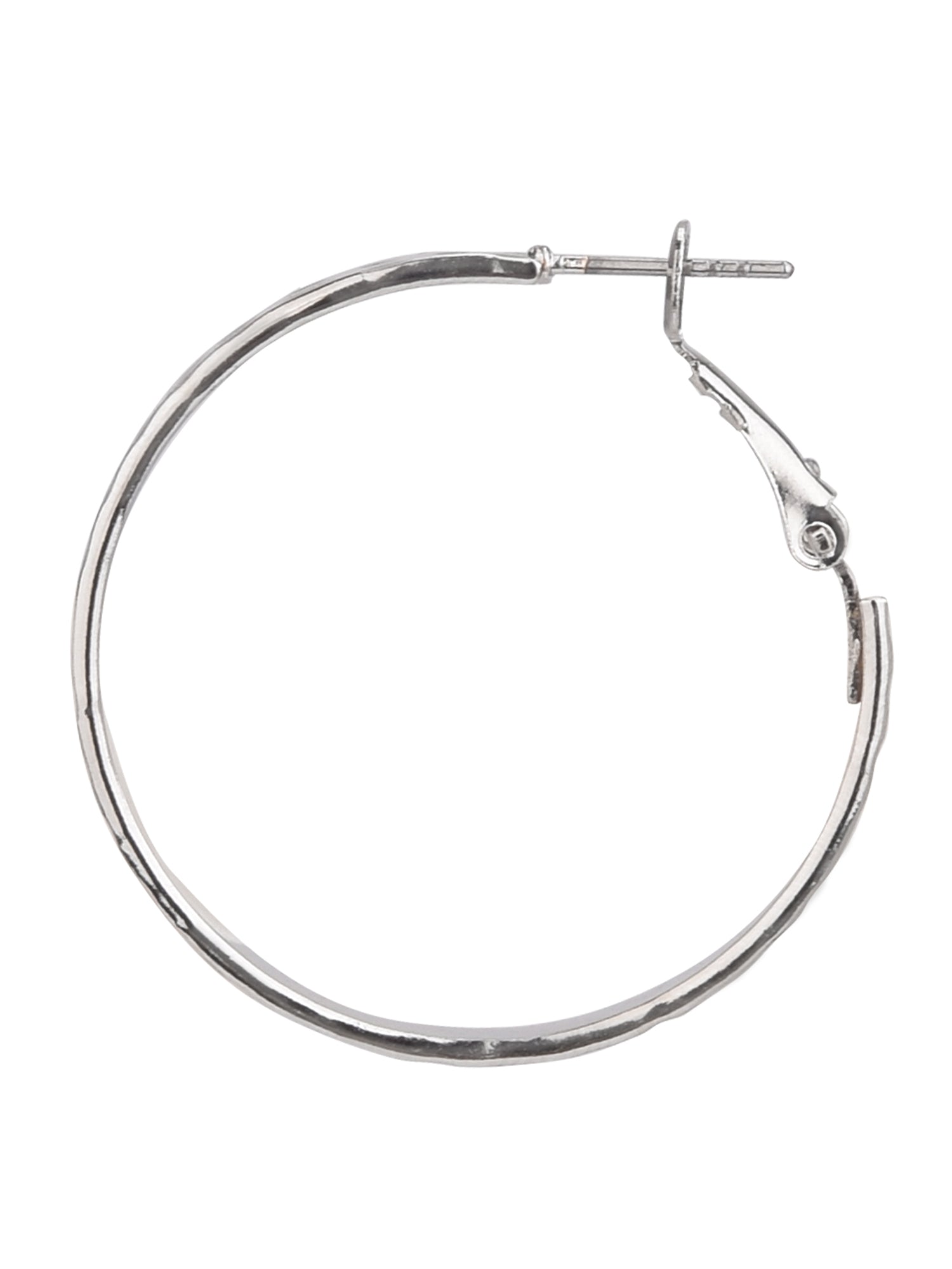 Time and Tru Women's Silver Tone Hammered Hoop Earrings