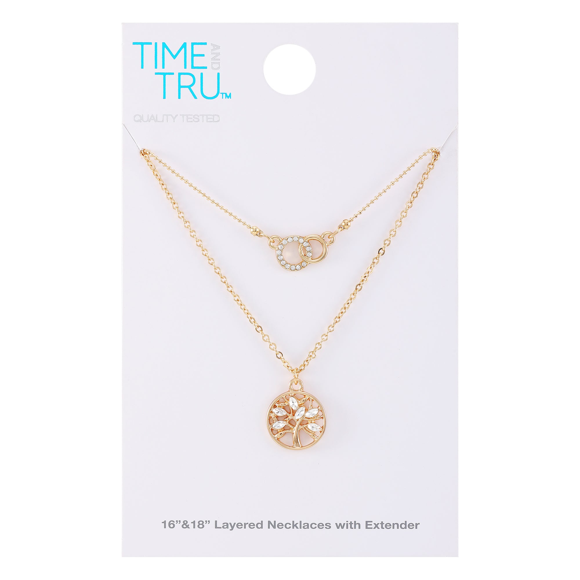 Time and Tru Women's Tree of Life Goldtone Necklace Set