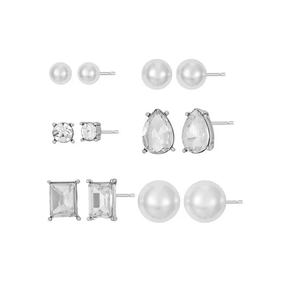 Elegant Women’s Stud Earring Set – 6 Pairs