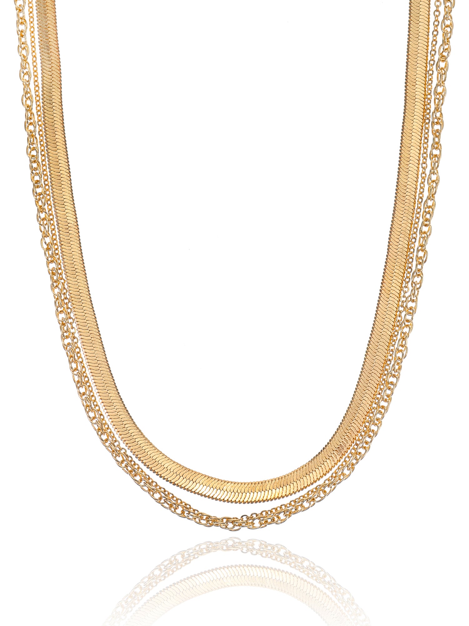 Time and Tru Women’s 3-Piece Gold Chain Necklace Set