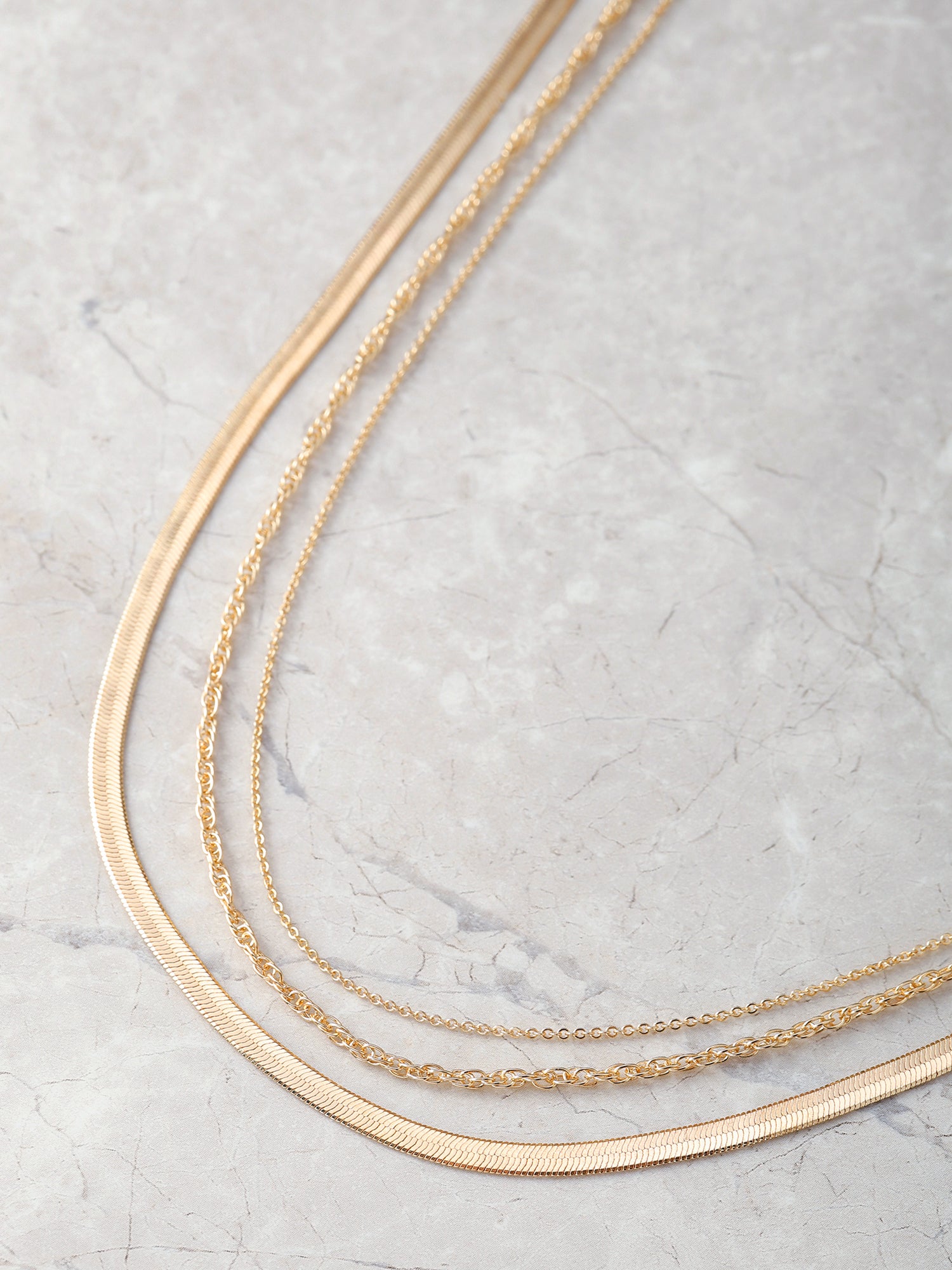 Time and Tru Women’s 3-Piece Gold Chain Necklace Set