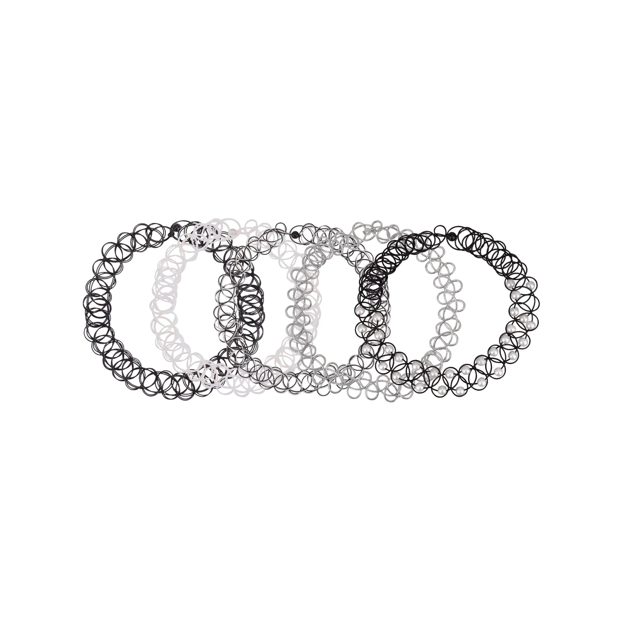 Wonder Nation Girls' 5-Piece Stretch Choker Necklace Set – Trendy