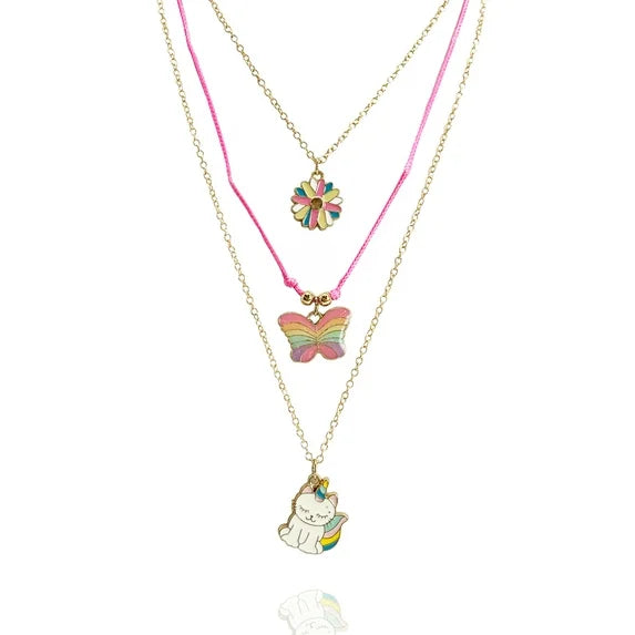 Wonder Nation Girls Gold-Tone Charm Necklace Set – 3-Piece