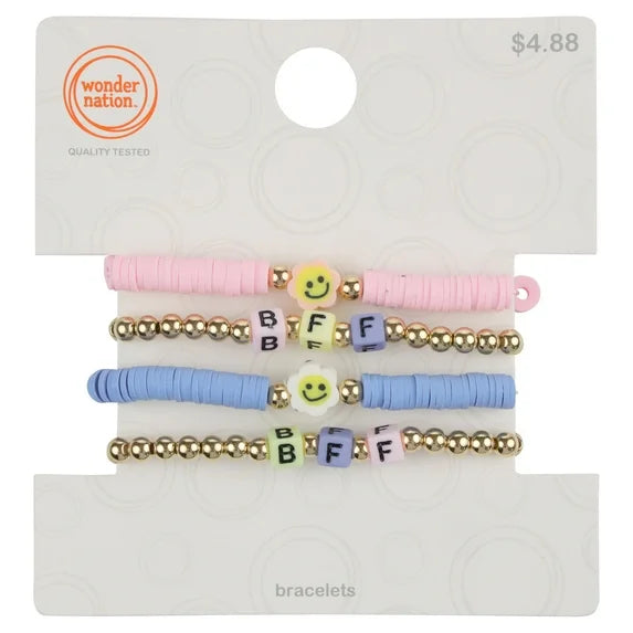 Wonder Nation Kids Bracelet Set – 4-Pack Cute Friendship Jewelry
