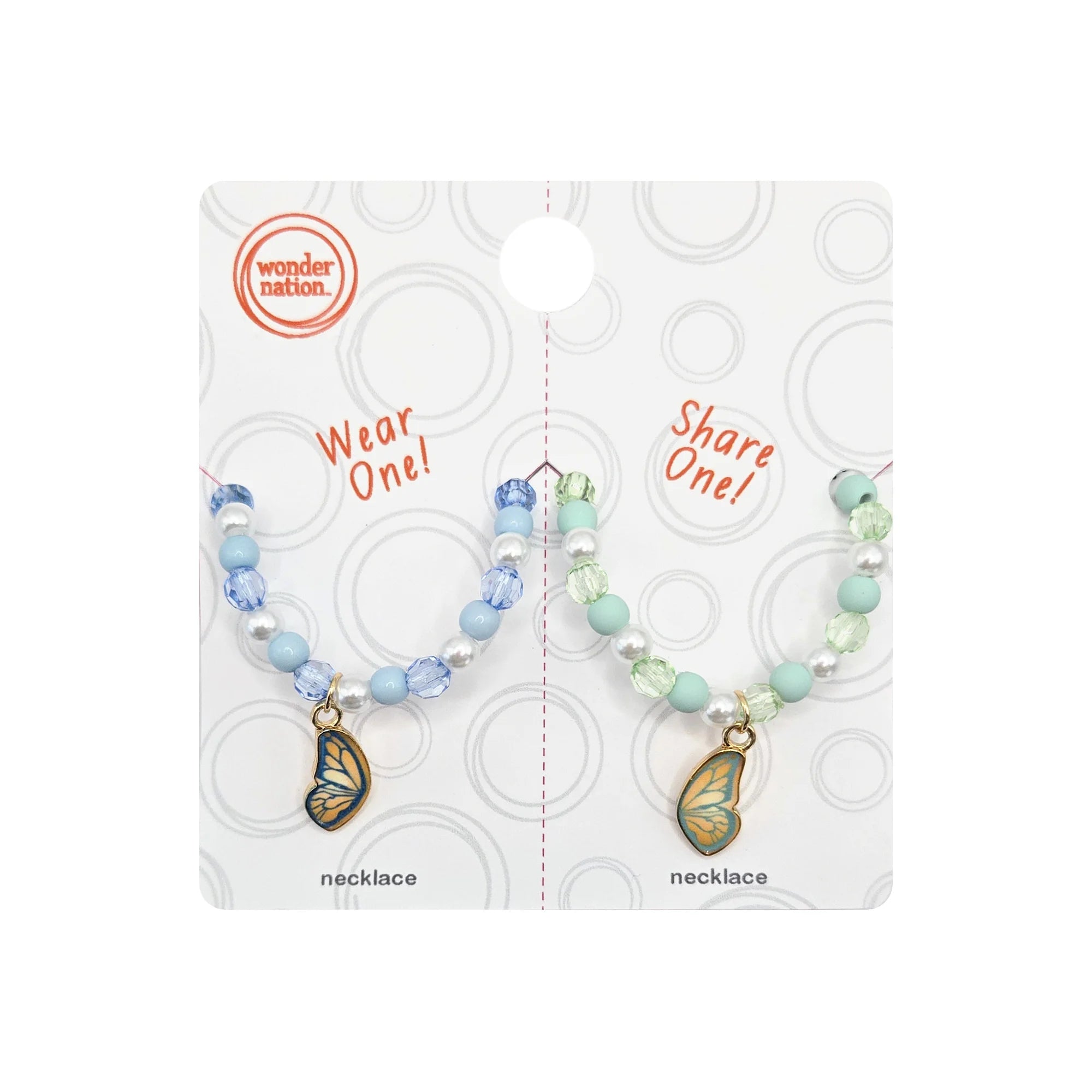 Wonder Nation Kids’ Butterfly Best Friend Necklace Set – 2-Piece