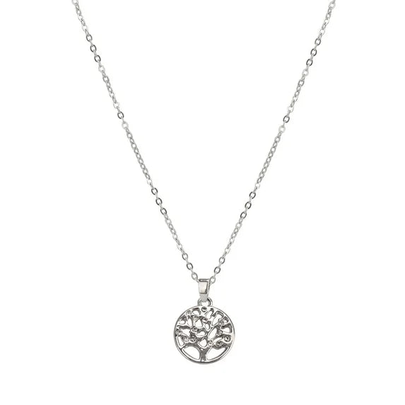 Time and Tru Tree of Life Necklace – Silver & Crystal