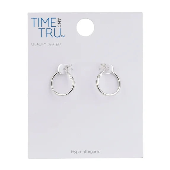 Time and Tru Women’s Silver Tone Small Hoop Earrings