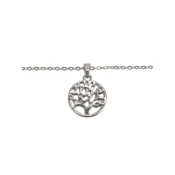 Time and Tru Tree of Life Necklace – Silver & Crystal