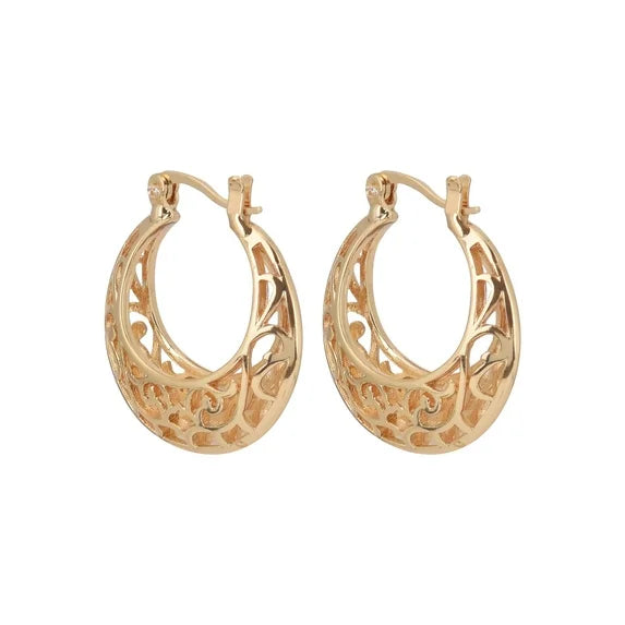 Time and Tru Women’s Gold Tone Filigree Hoop Earrings