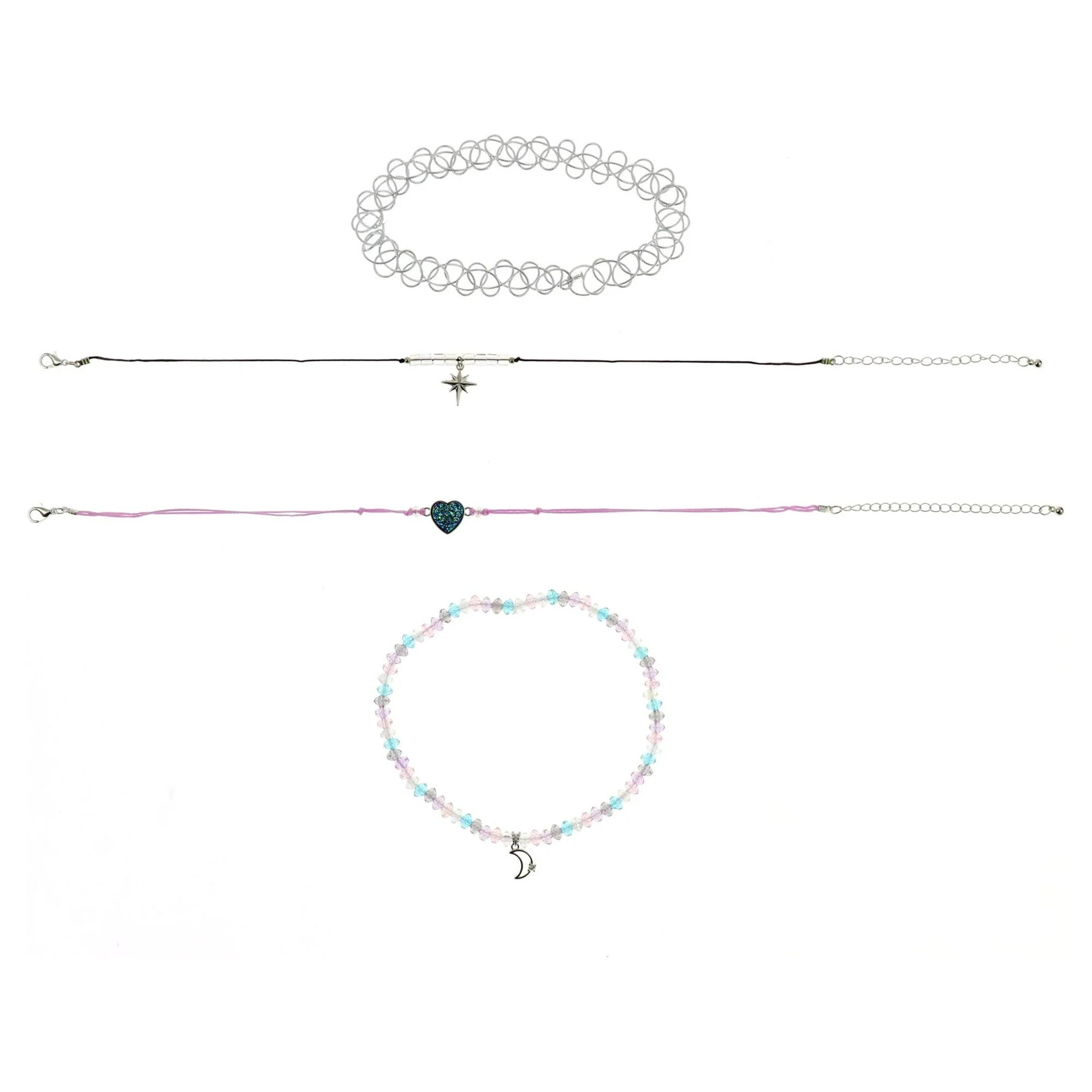 Wonder Nation Kids Celestial Necklace & Choker Set – 4-Pack