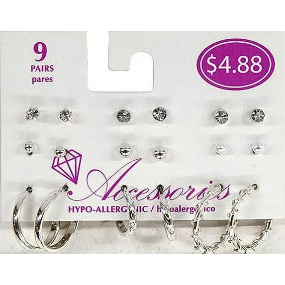 Time and Tru Essentials 9-Piece Multi Earring Set