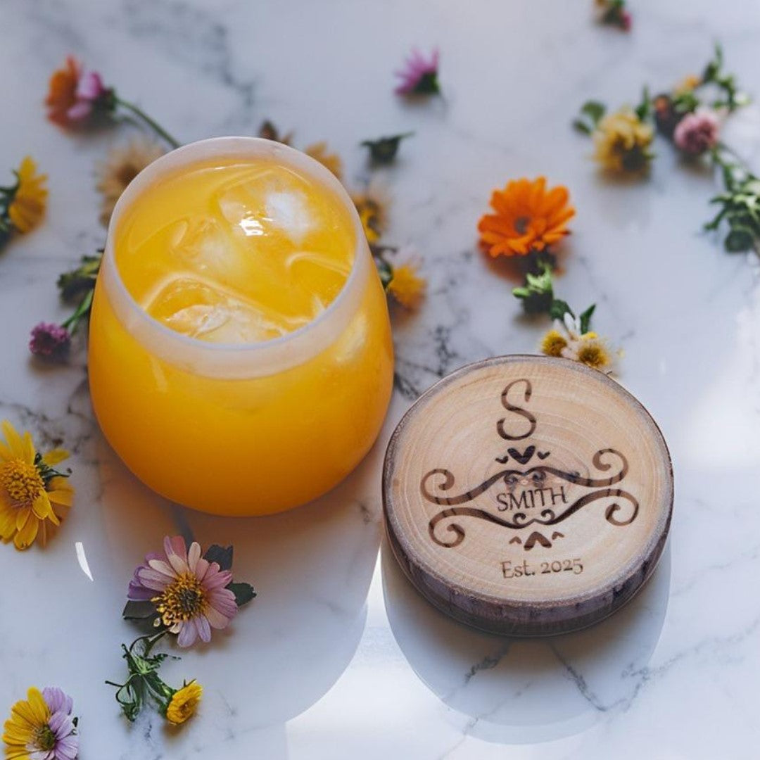 Custom Laser Engraved Family Name Coaster Set – Perfect for Couples, Weddings, Anniversaries, or Holiday Gifting