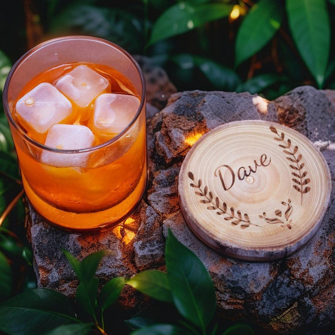 Custom Laser Engraved Name Coaster Set – Perfect for Couples, Weddings, Anniversaries, or Holiday Gifting