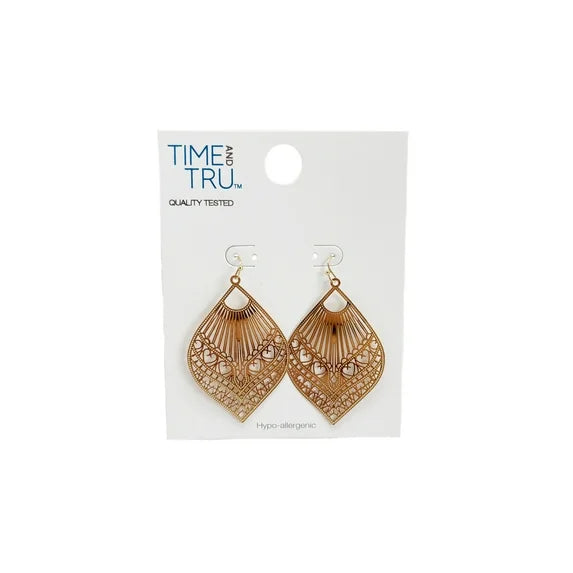 Time and Tru Women's Boho Filigree Metal Earrings