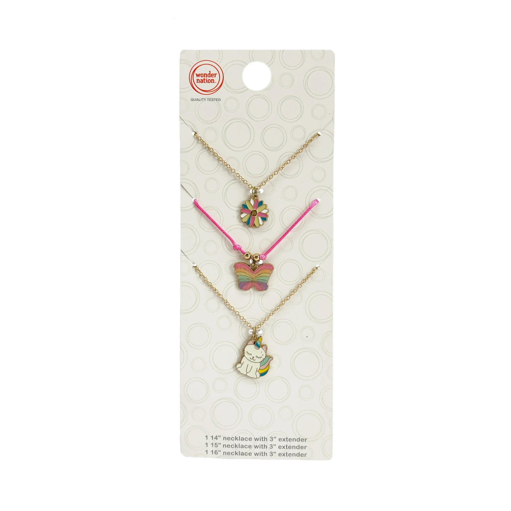 Wonder Nation Girls Gold-Tone Charm Necklace Set – 3-Piece