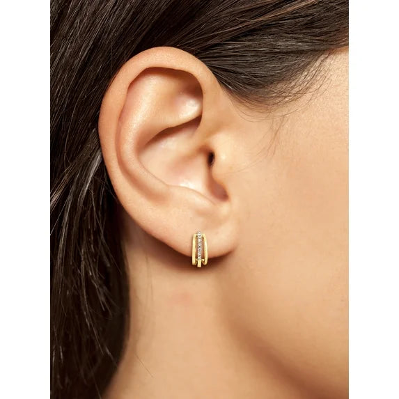 Believe by Brilliance 14kt Gold Flash-Plated CZ Earring Set – 3 Pairs