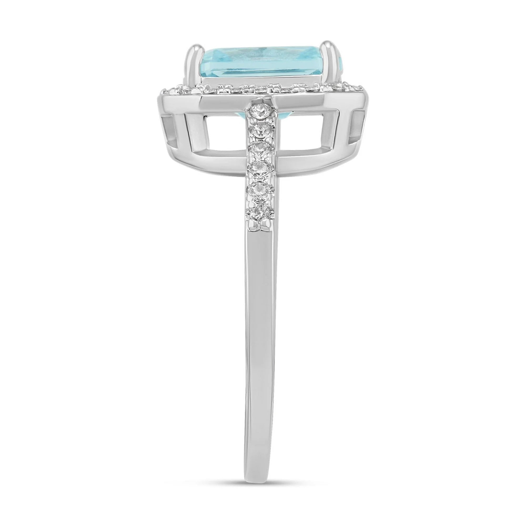 Believe by Brilliance Aquamarine CZ Ring – Silver Plated, Size 7