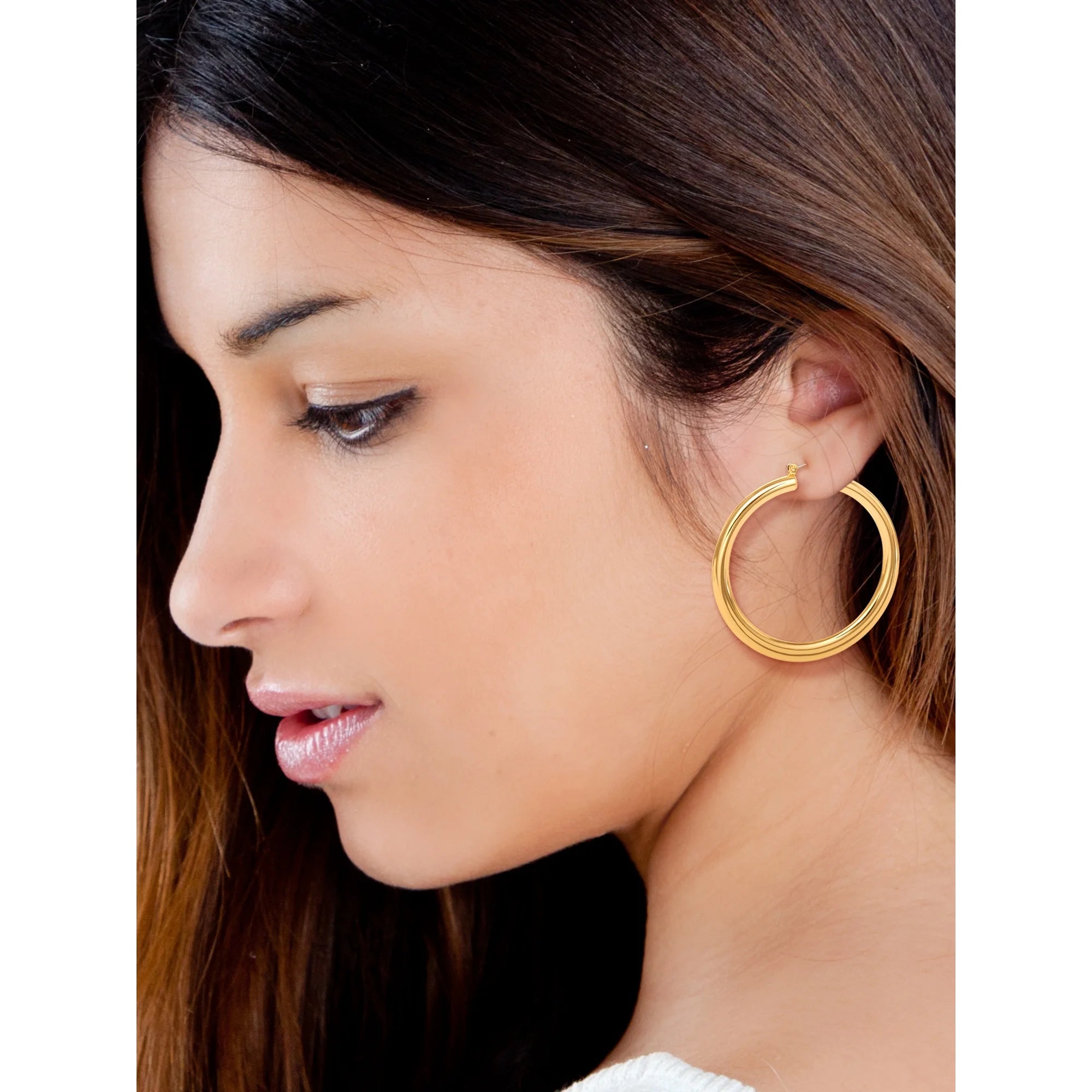 Jessica Simpson Women's Polished Hoop Earrings