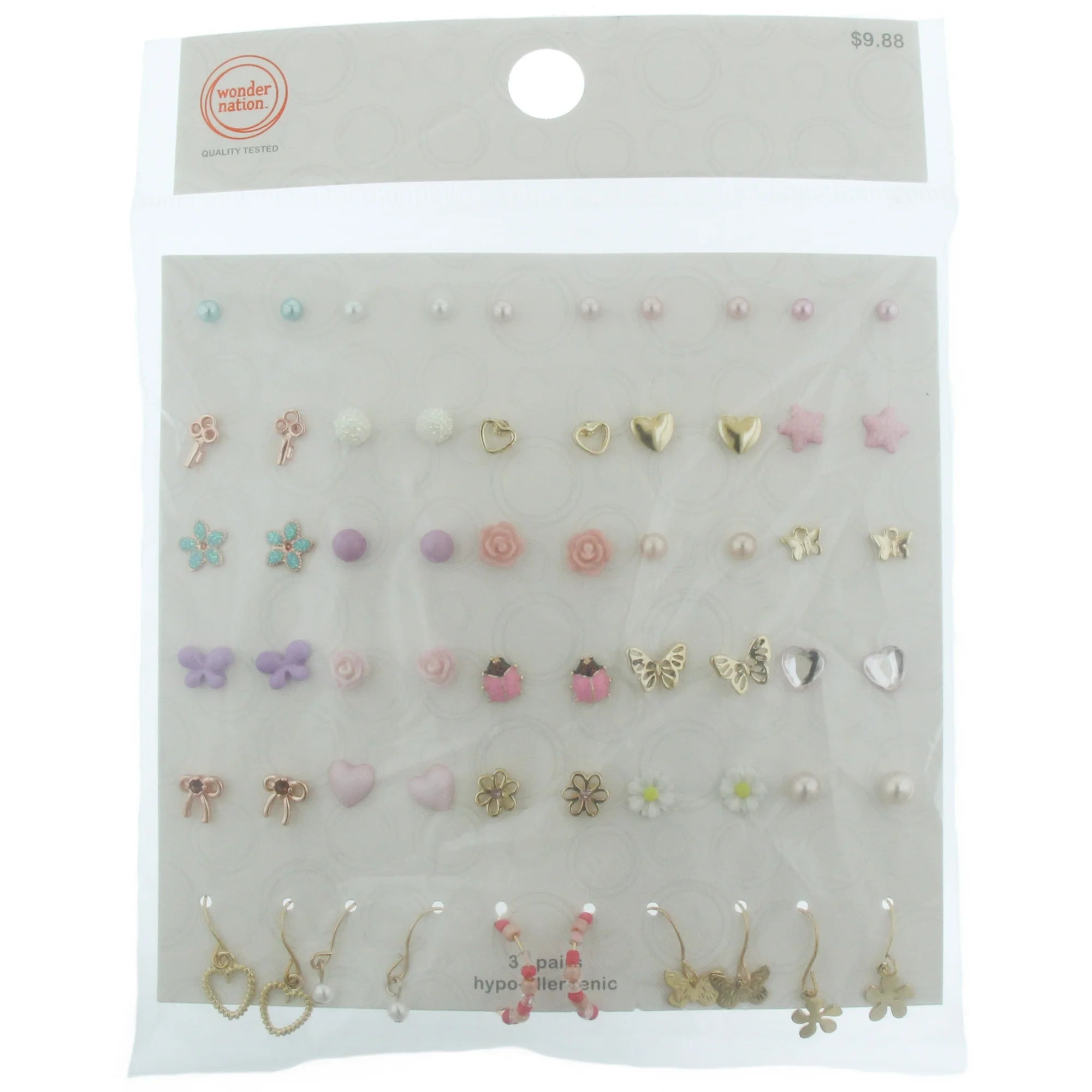 Wonder Nation Kids’ 30-Piece Beaded Charm Earrings Set