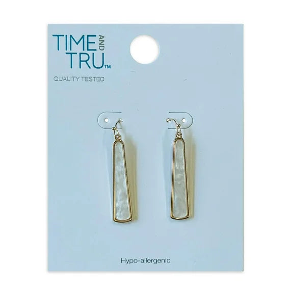 Elegant Gold-Plated Mother of Pearl Earrings – Time and Tru