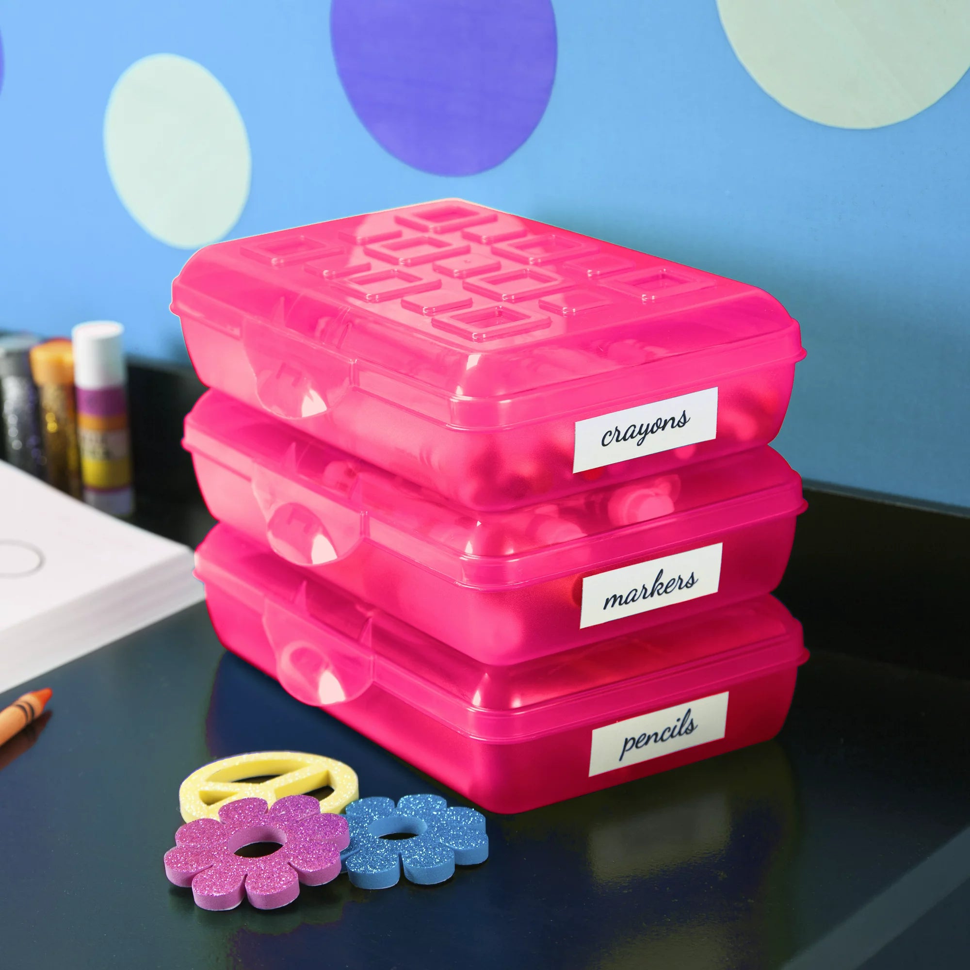 Sterilite Small Pencil Box, Neon Pink