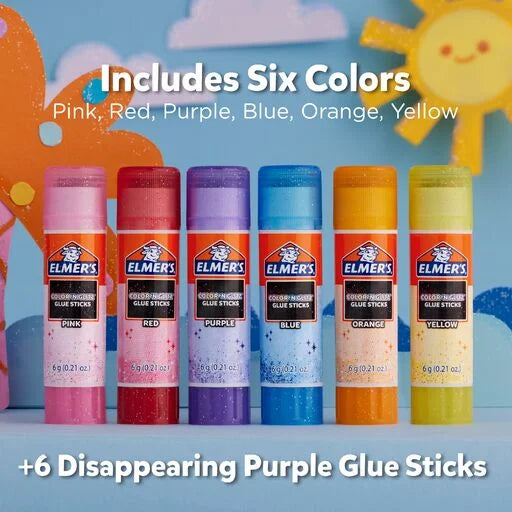Elmer's Color 'n Glitz Glue Sticks 12 Pack