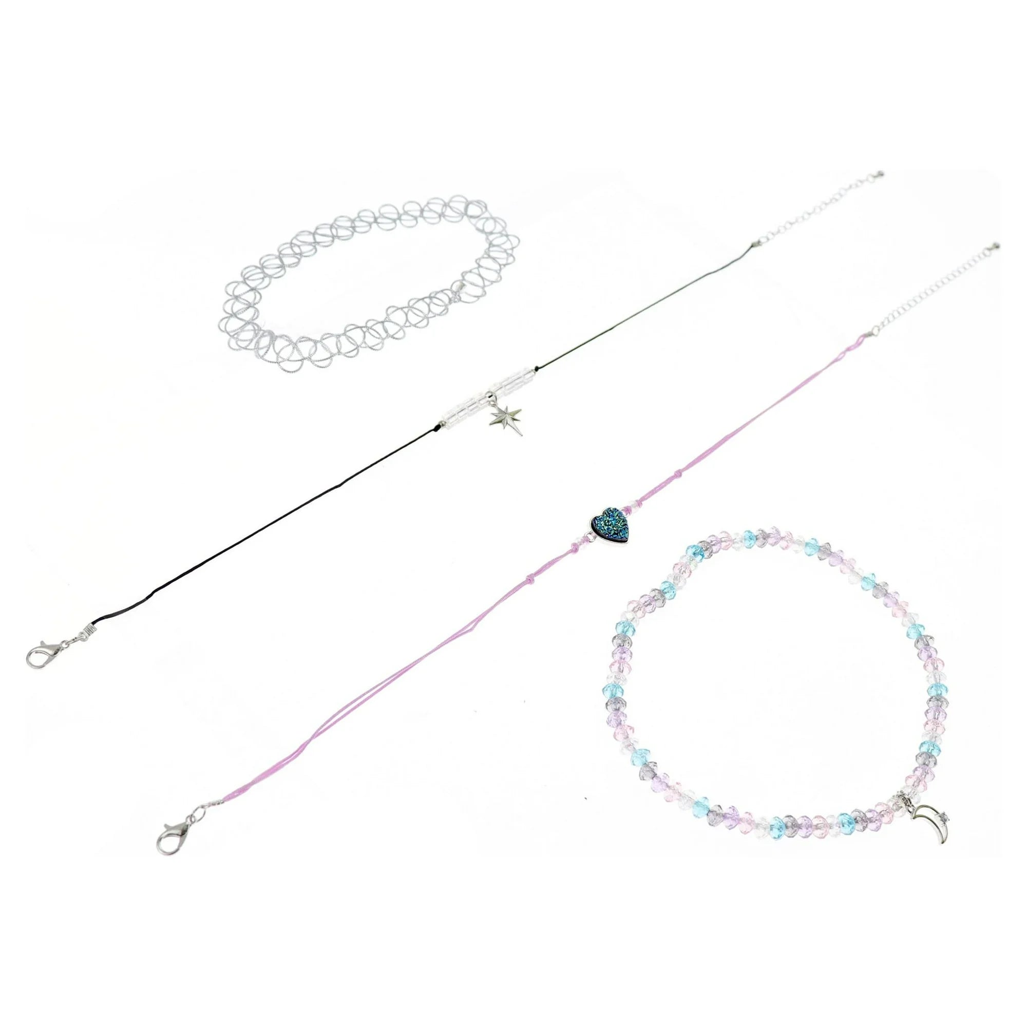 Wonder Nation Kids Celestial Necklace & Choker Set – 4-Pack