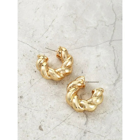 Time and Tru Chunky Goldtone Twist Hoop Earrings for Women