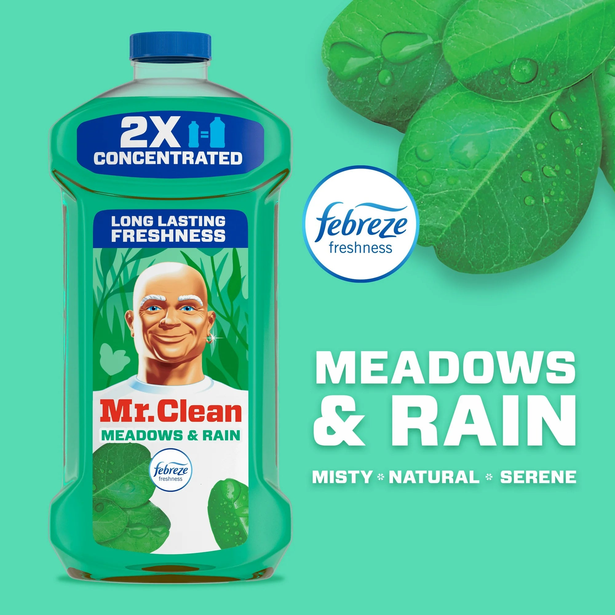 Mr. Clean 2X Concentrated Multi Surface Cleaner with Febreze Meadows & Rain Scent, 23 fl oz