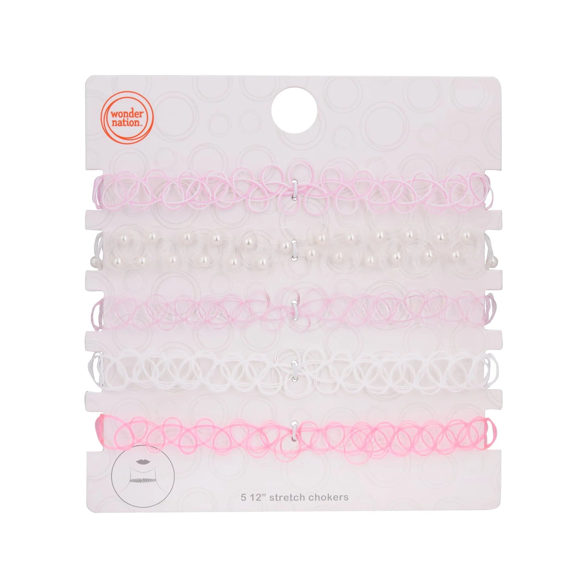 Wonder Nation Girls’ 5-Piece Stretch Choker Necklace Set