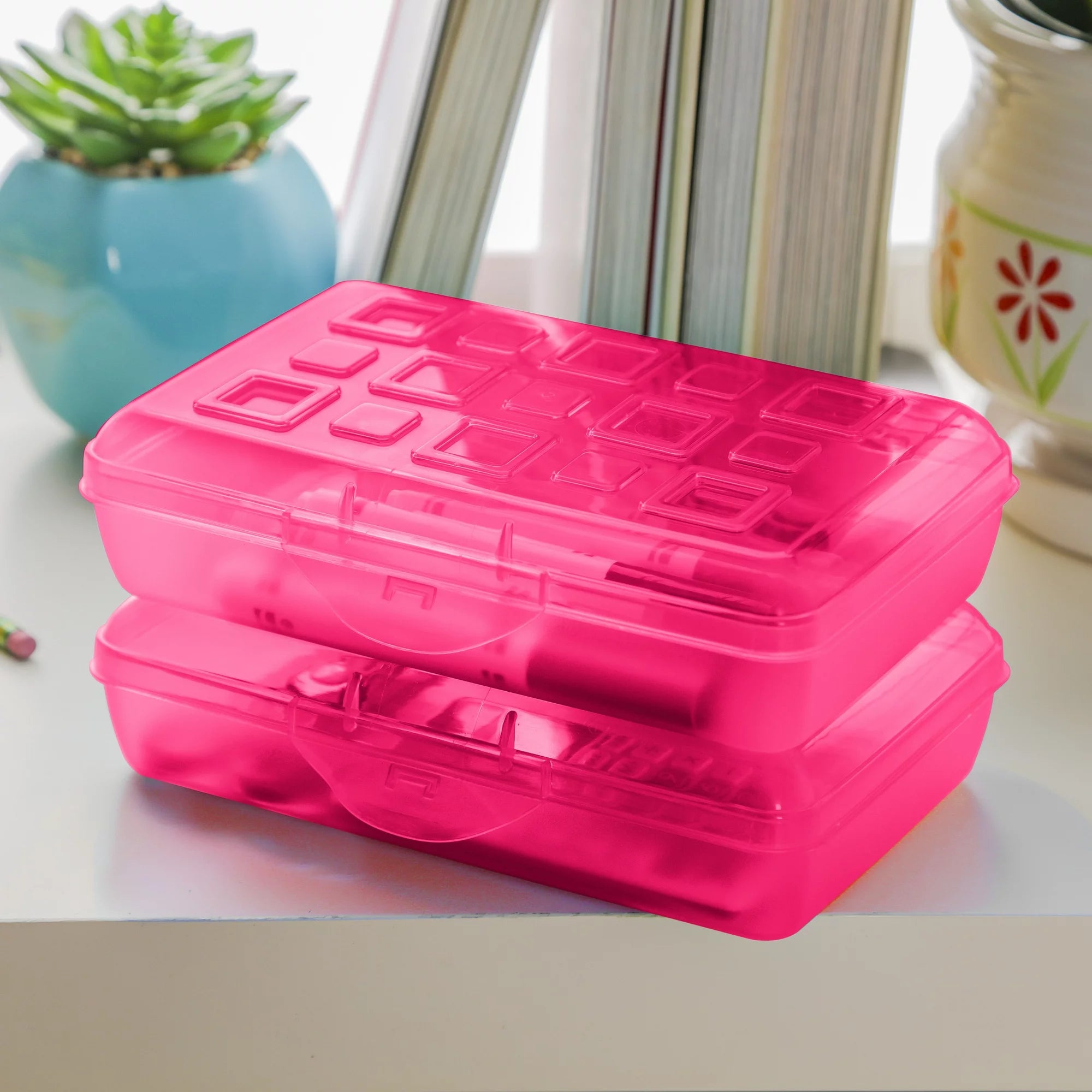Sterilite Small Pencil Box, Neon Pink