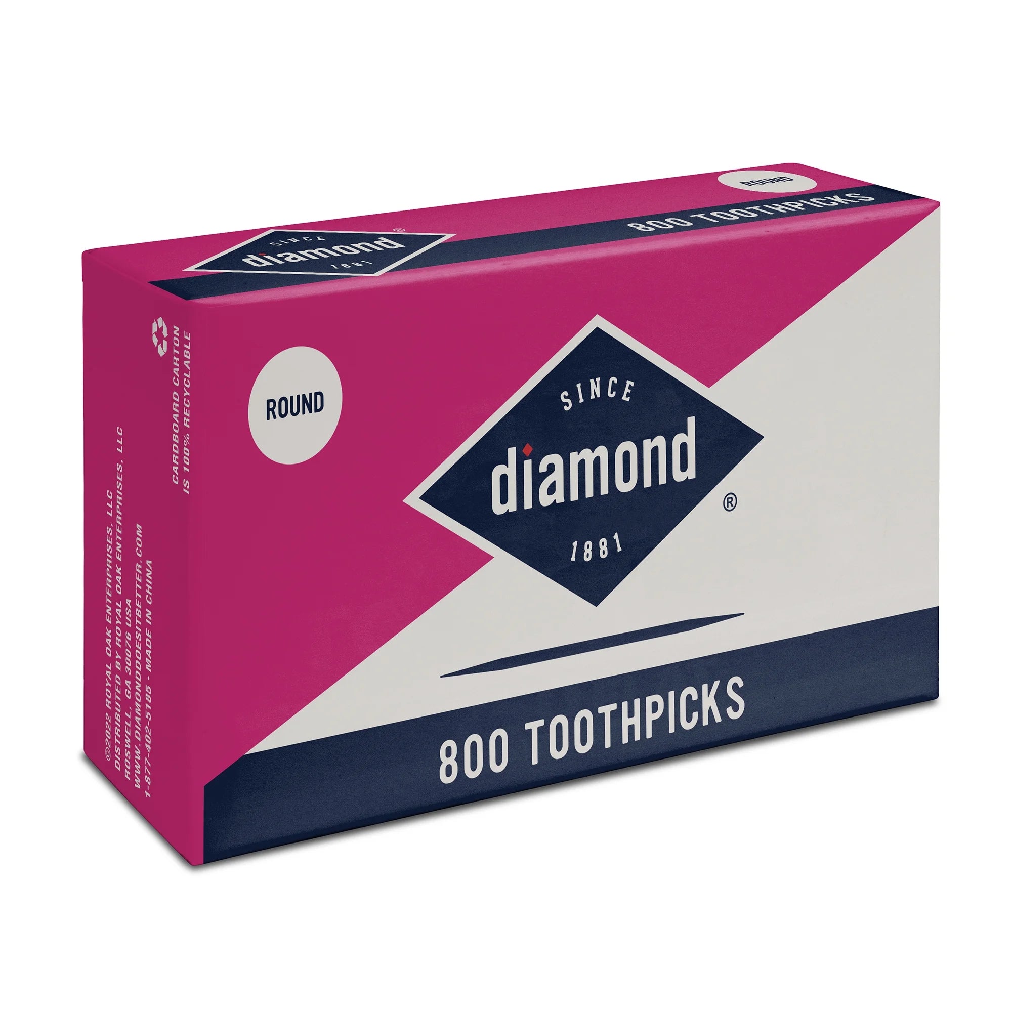 Diamond Classic Round Toothpicks Box, 800 Count