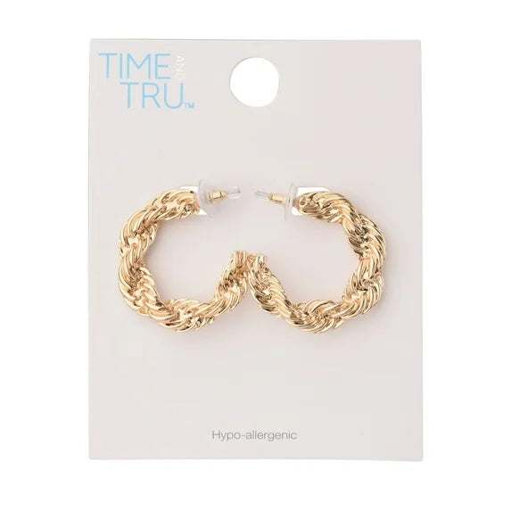 Time and Tru Women’s Gold-Tone Rope Hoop Earrings
