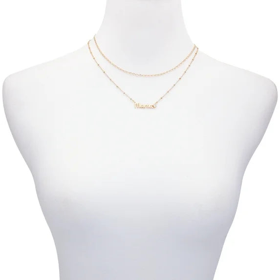 Time and Tru Gold ‘Mama’ Layered Necklace Set – 2-Piece