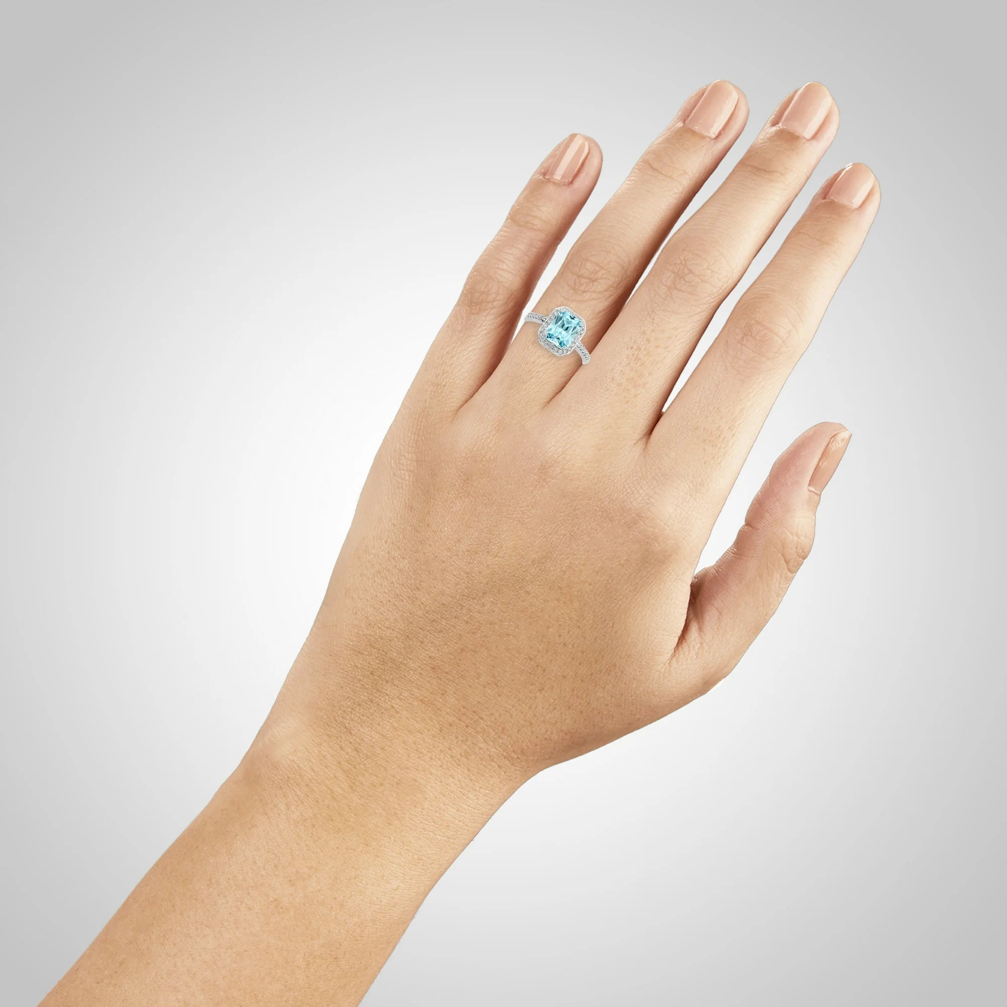 Believe by Brilliance Aquamarine CZ Ring – Silver Plated, Size 7