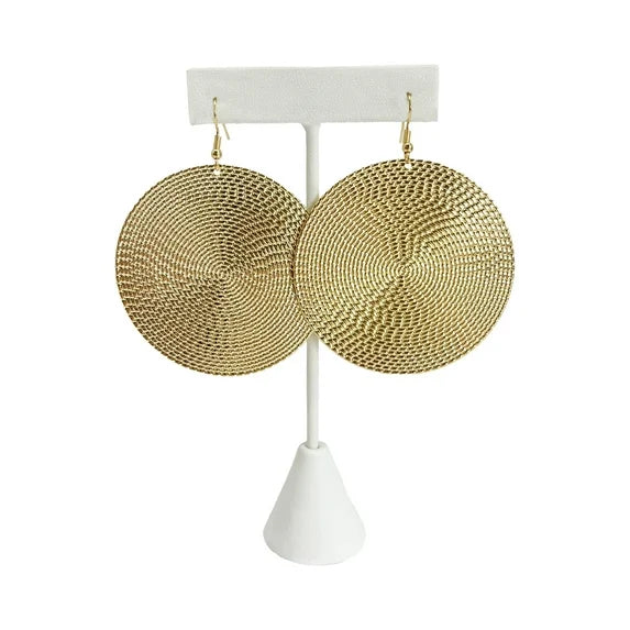 Time and Tru Women’s Gold-Tone Textured Disc Drop Earrings